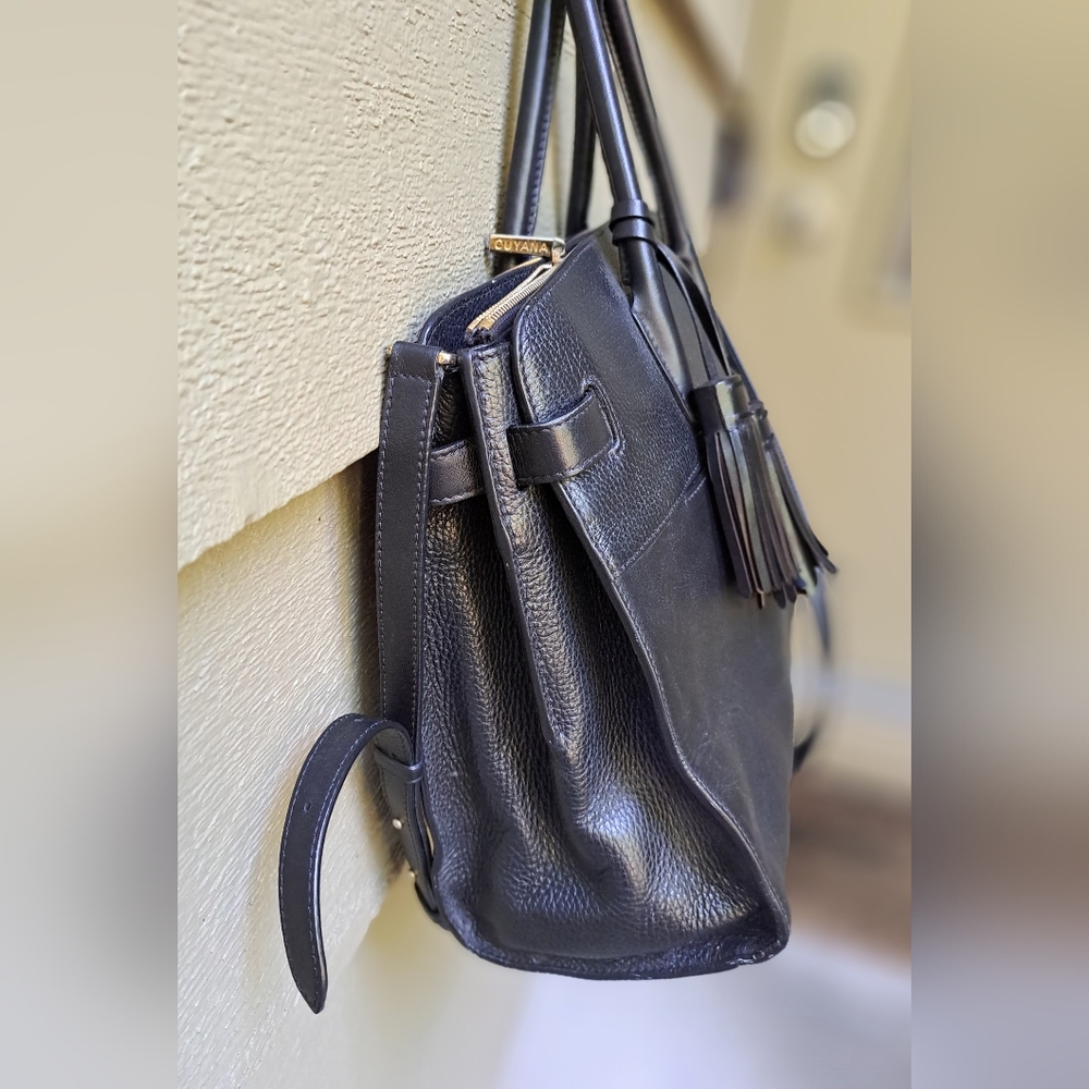 CUYANA Black Italian Leather WORK SATCHEL BAG - Picture 11 of 14